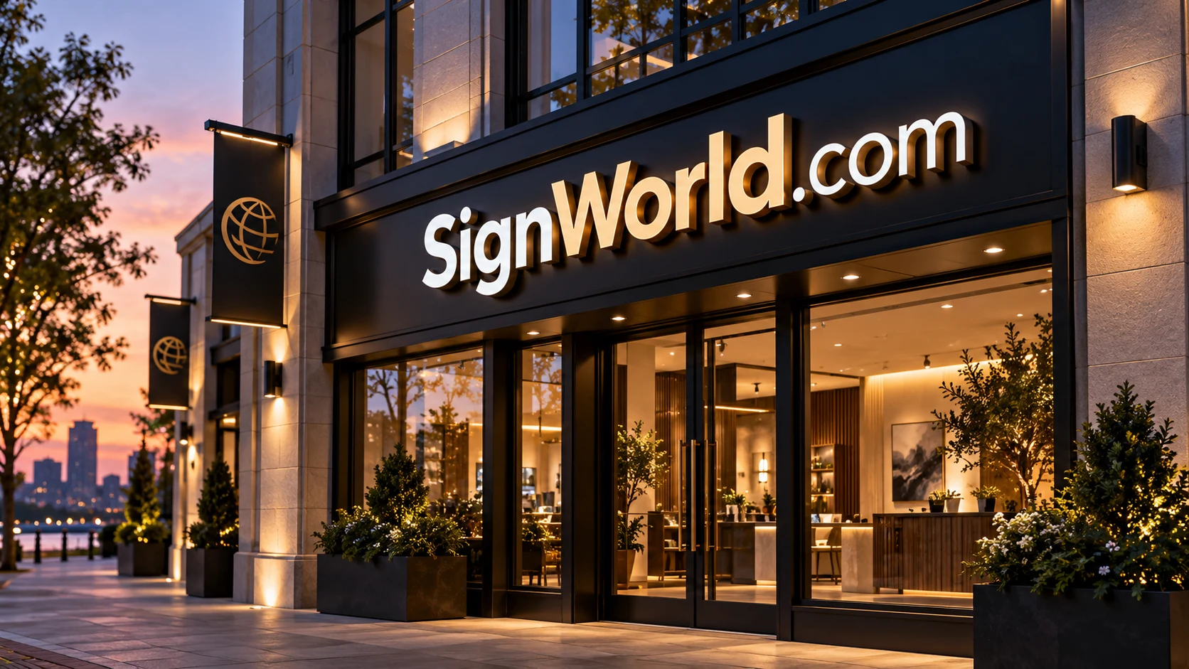Architectural SignWorld.com signage on a commercial building